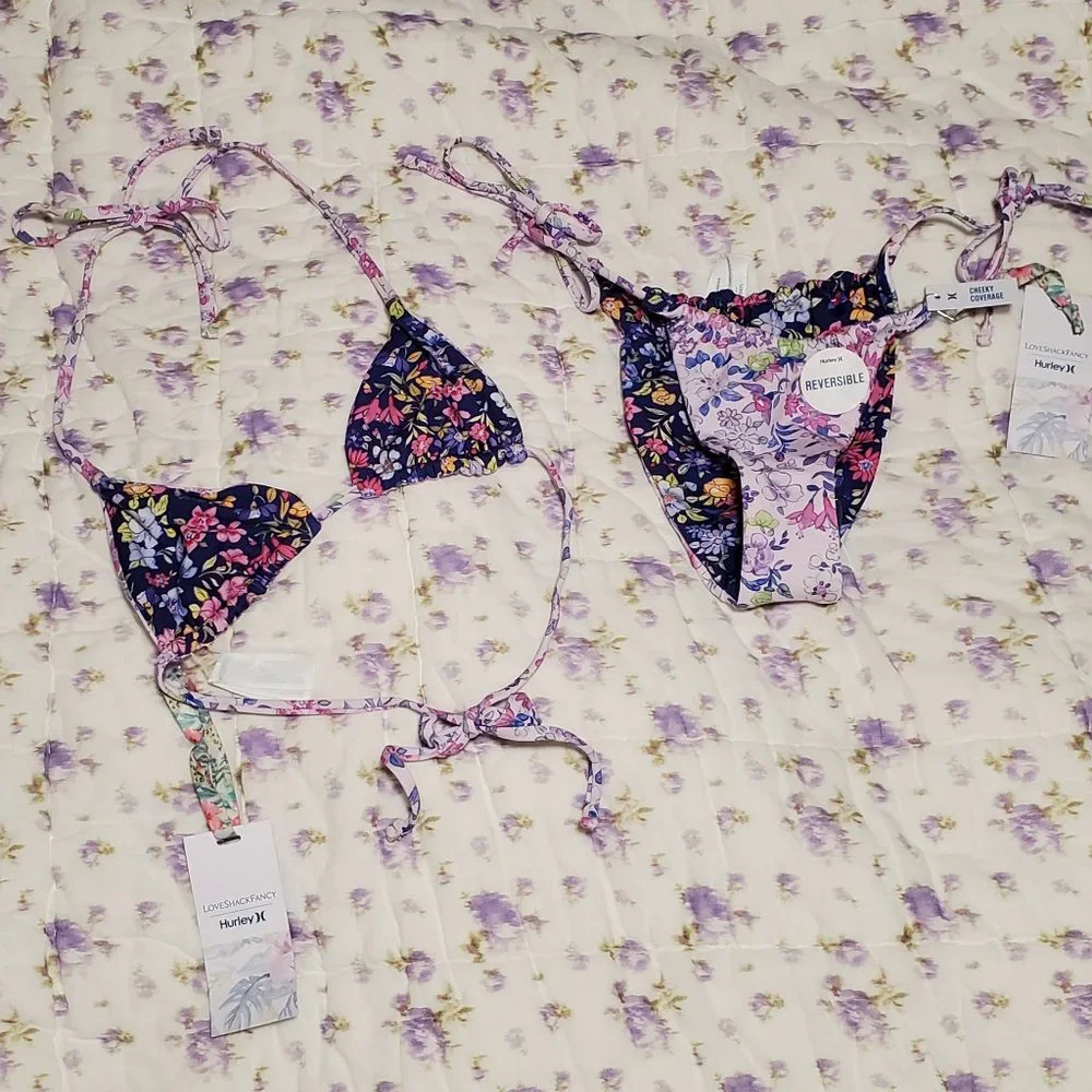 NWT LoveShackFancy x Hurley Cheeky Bikini Set XS - Picture 11 of 12
